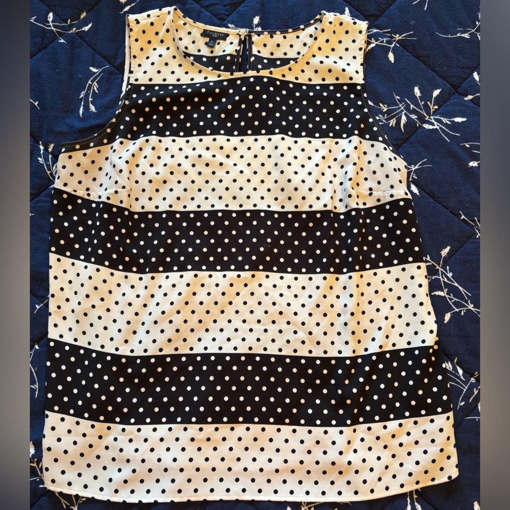 Talbots Black and White Polka Dot Shirt